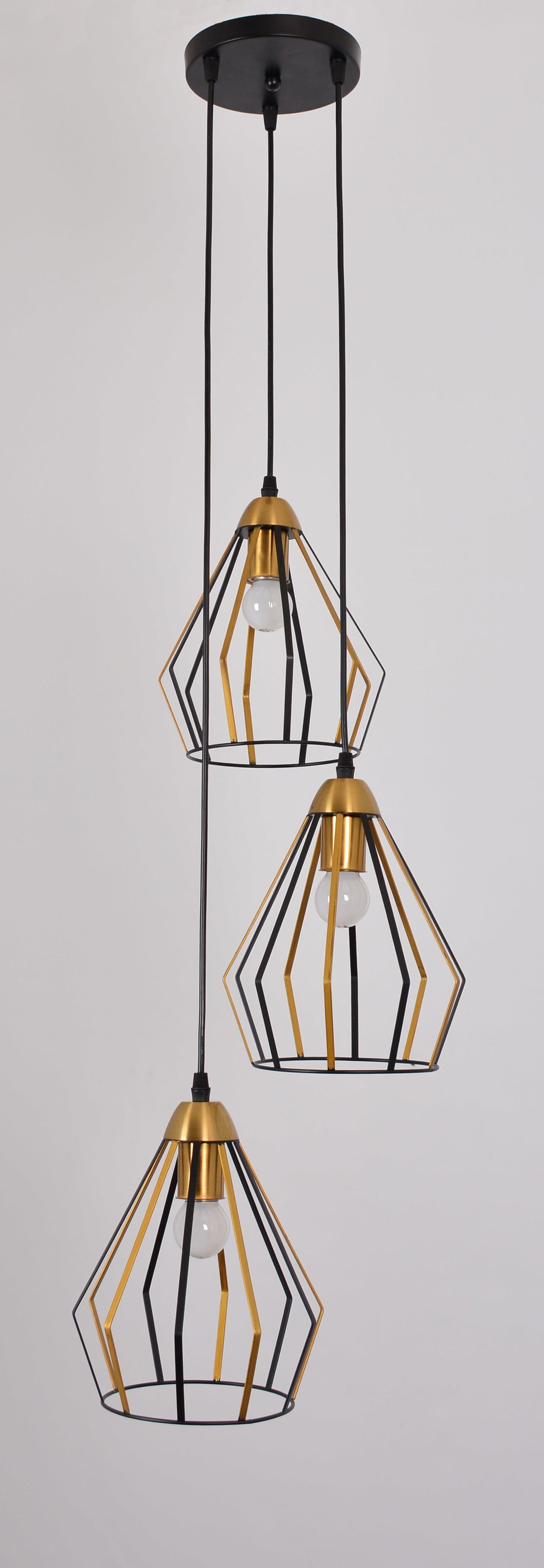 Vintage 3 Head Black and Gold Linear Shade Dining Chandelier JMX1294-3P