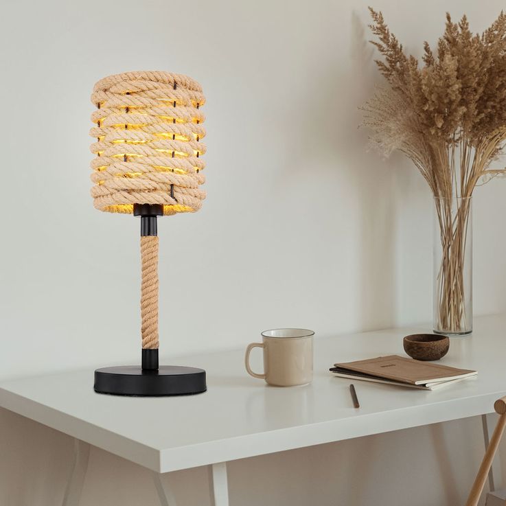 Hemp rope braid Table lamp black, natural M90-1T