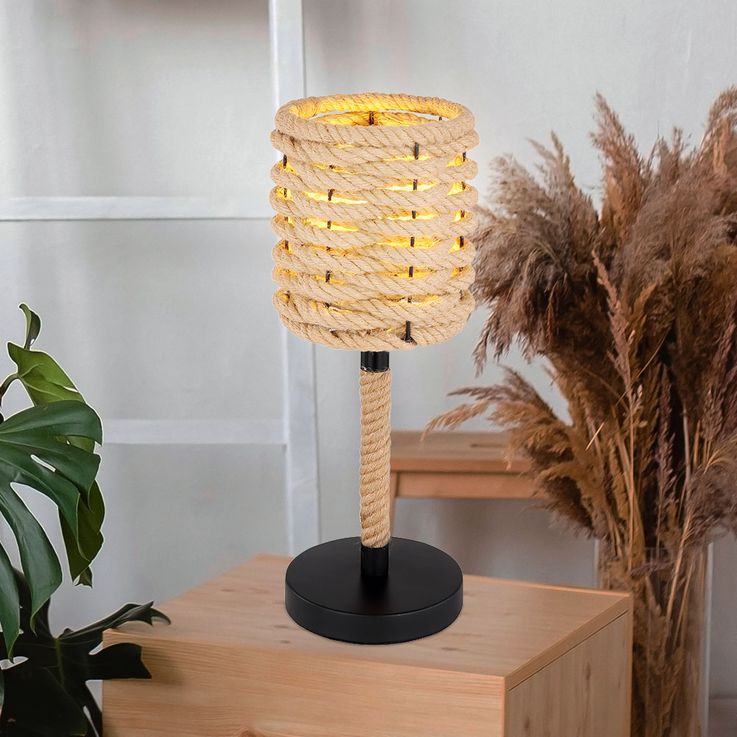 Hemp rope braid Table lamp black, natural M90-1T