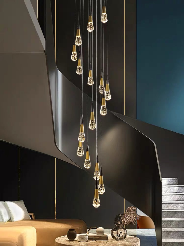 Modern Chandelier, 16 Light Gold Adjustable Height Foyer Chandeliers Entryway High Led Ceiling staircase Chandelier for Dining Room Bedroom Living Room 2270/24