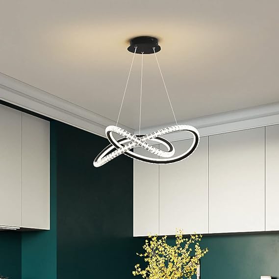 Irregular Curve Shape Pendant Light Chandelier with Black Crystal BQ-CD427