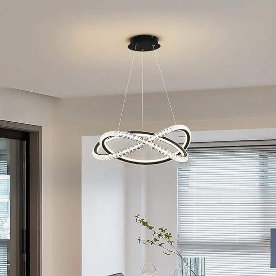 Irregular Curve Shape Pendant Light Chandelier with Black Crystal BQ-CD427