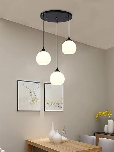 Chandelier Dining Room Chandelier Three Simple Modern Disc Straight Plate Fashion Glass Lampshade Dining Room Table Creative Personality Chandelier Indoor Lighting