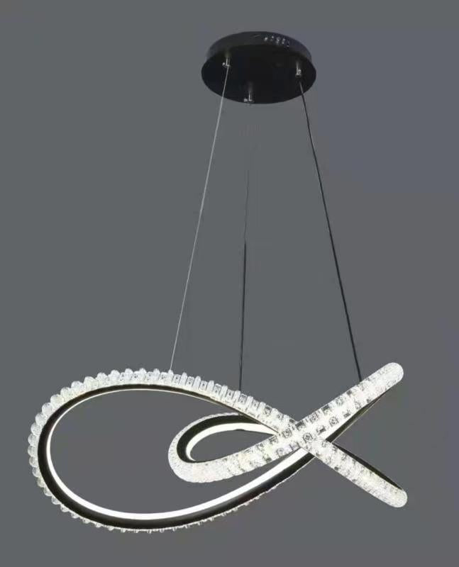 Irregular Curve Shape Pendant Light Chandelier with Black Crystal BQ-CD427