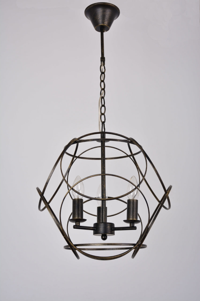 Cage shaped Pendant Living Room Lamp, Elegant Lighting Vienna Collection 3-Light Pendant Lamp