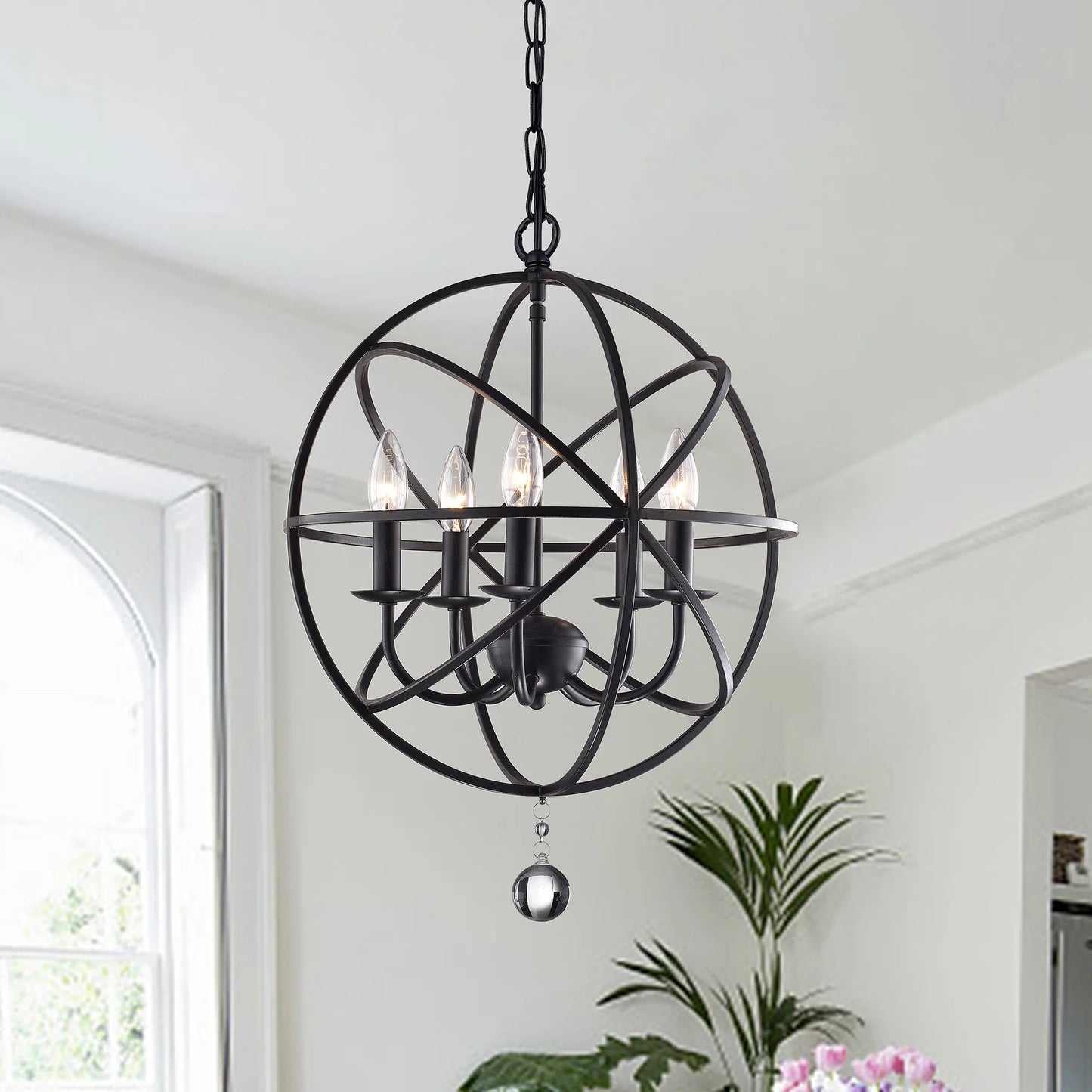 Cage shaped Pendant Living Room Lamp, Elegant Lighting Vienna Collection 3-Light Pendant Lamp