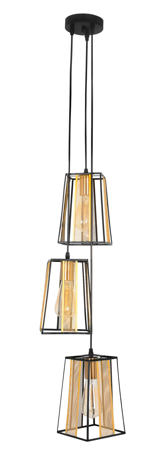 Vintage metal linear shades Sqaure shaped pendant light dining chandelier JMX1290-3P