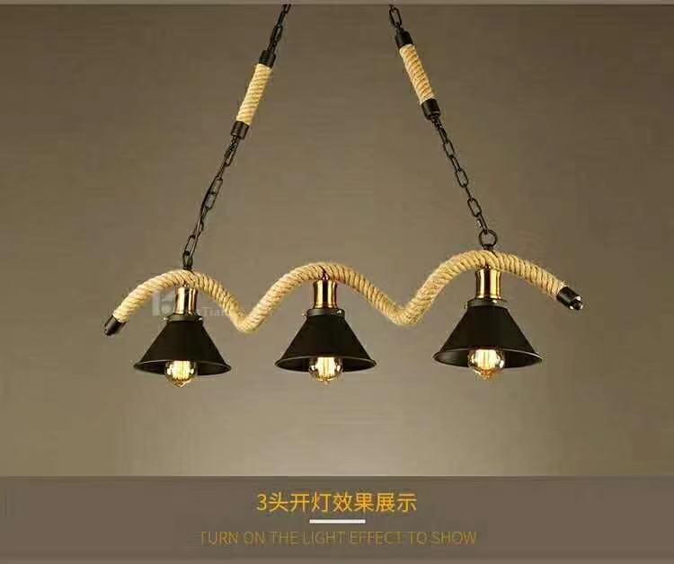 MOCIGERN 3-5-Lights Industrial Ceiling Pendant Lighting Hemp Rope